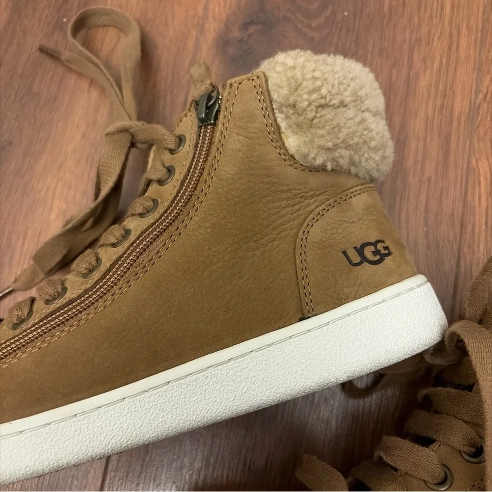 VGUC | UGG Women's Chestnut Leather High-Top Sneakers 1019716 - Picture 10 of 12
